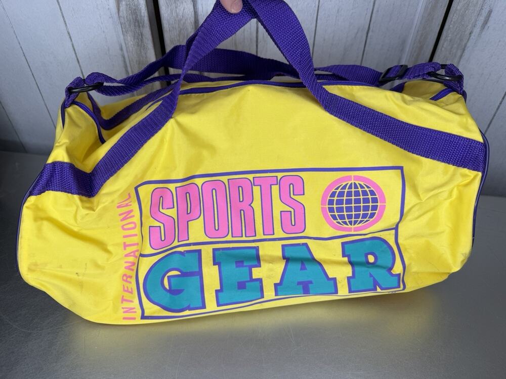 Vintage 90’s Internationally Sports Gear Duffle Bag Lightweight Bright Yellow